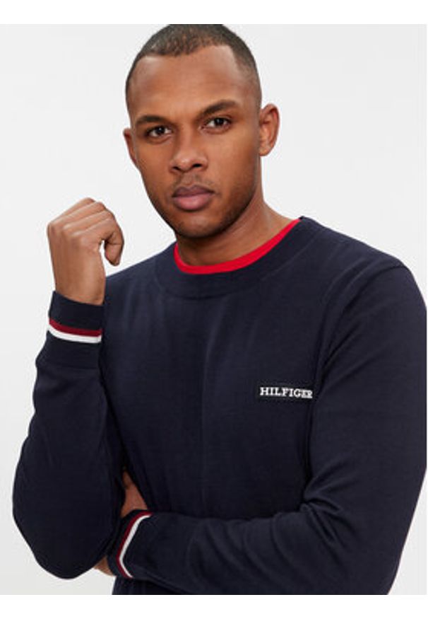 TOMMY HILFIGER - Tommy Hilfiger Sweter Global Stripe Crew Nk MW0MW33502 Granatowy Regular Fit. Kolor: niebieski. Materiał: bawełna