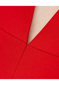 Alexander McQueen - ALEXANDER MCQUEEN - Czerwona sukienka midi. Kolor: czerwony. Materiał: wełna, jedwab. Typ sukienki: kopertowe. Styl: rockowy, elegancki. Długość: midi