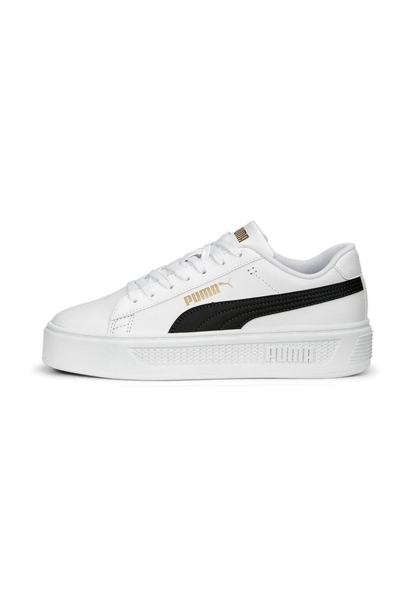 Buty do chodzenia damskie Puma SMASH PLATFORM V3. Zapięcie: sznurówki. Kolor: czarny, biały, wielokolorowy. Materiał: skóra, materiał. Szerokość cholewki: normalna. Obcas: na platformie. Sport: turystyka piesza