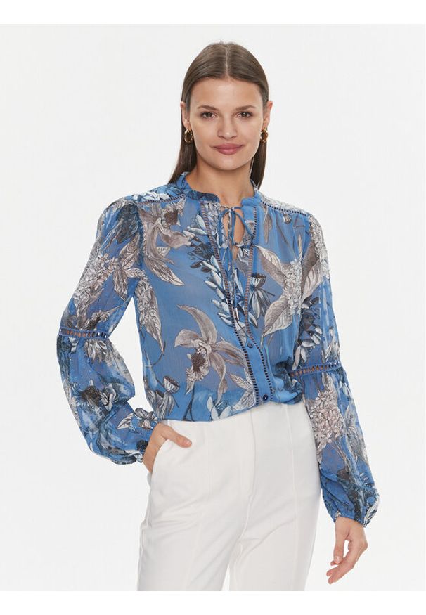 Guess Bluzka W3RH56 WDW52 Niebieski Regular Fit. Kolor: niebieski. Materiał: syntetyk
