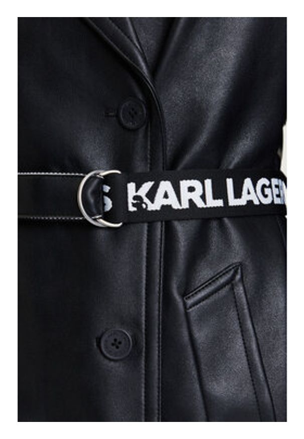 Karl Lagerfeld Jeans Płaszcz przejściowy A3W15047 Czarny Relaxed Fit. Kolor: czarny. Materiał: skóra