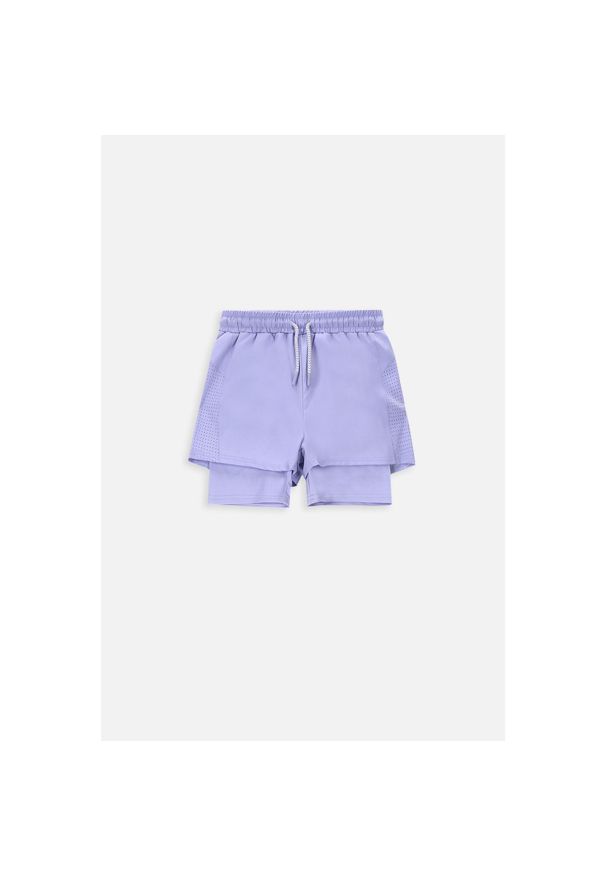 Spodenki sportowe dla dzieci Lemon Explore WL4 z legginsami. Kolor: fioletowy. Materiał: poliester, elastan. Styl: sportowy
