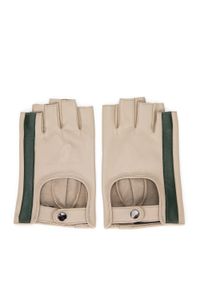 Wittchen - Damskie rękawiczki skórzane bez palców z ozdobnym paskiem beżowo-zielony. Kolor: zielony, wielokolorowy, beżowy. Materiał: skóra. Wzór: aplikacja. Styl: elegancki #3