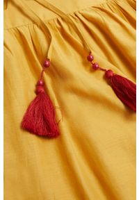 mango - Mango - Sukienka ADELE. Kolor: żółty. Materiał: bawełna, materiał. Długość rękawa: na ramiączkach. Wzór: haft. Typ sukienki: rozkloszowane #9