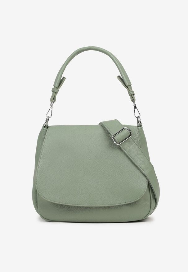 Renee - Jasnozielona Torebka z Klapą w Stylu Listonoszki z Paskiem i Rączką Malurelle. Kolor: zielony. Styl: elegancki, casual