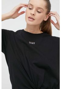 DKNY - Dkny t-shirt bawełniany DP1T8521 kolor czarny. Kolor: czarny. Materiał: bawełna. Wzór: aplikacja #3
