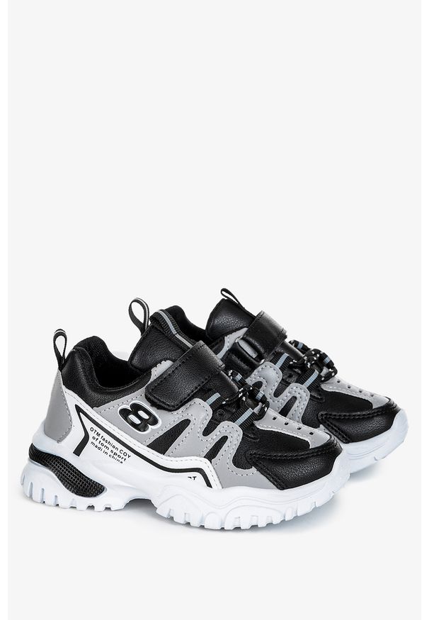 Casu - Czarne buty sportowe sznurowane casu 1/3/21/m. Kolor: wielokolorowy, czarny, szary