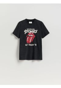 Reserved - T-shirt ROLLING STONES - czarny. Kolor: czarny. Materiał: bawełna, dzianina