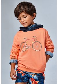 Mayoral - Bluza bawełniana dziecięca. Typ kołnierza: kaptur. Kolor: pomarańczowy. Materiał: bawełna. Wzór: nadruk #4