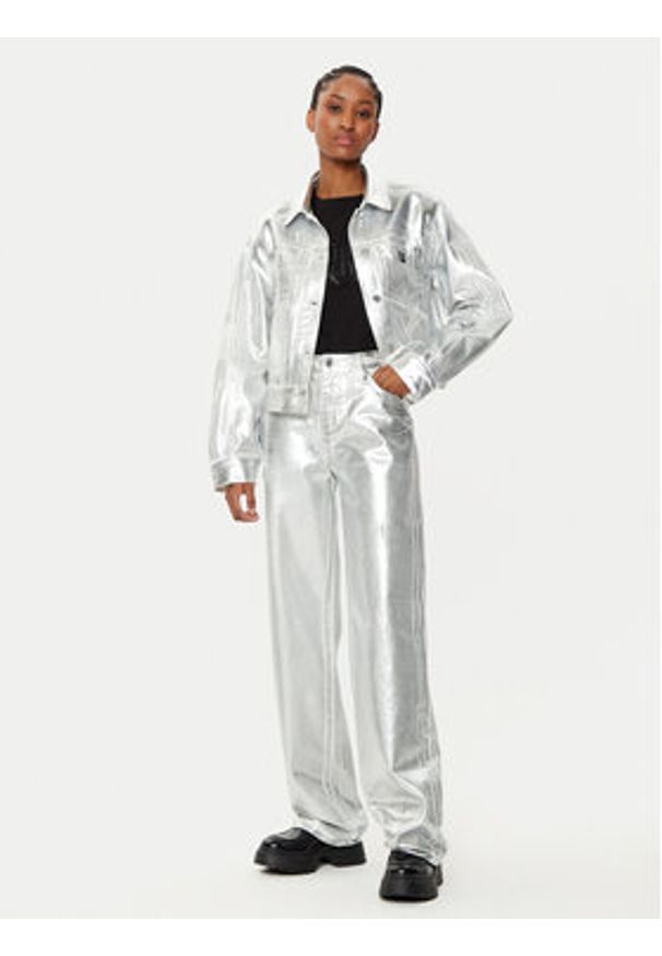 Armani Exchange Spodnie materiałowe XW000056 AF10836 M8047 Srebrny Relaxed Fit. Kolor: srebrny. Materiał: bawełna