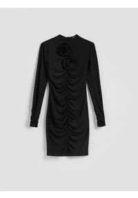 Reserved - Sukienka z marszczeniami - czarny. Kolor: czarny. Materiał: dzianina #1