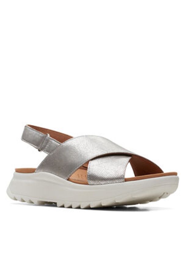 Clarks Sandały DashLite Wish 26171951 Srebrny. Kolor: srebrny. Materiał: skóra