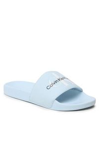 Calvin Klein Jeans Klapki Slide Monogram Co YW0YW00103 Błękitny. Kolor: niebieski. Materiał: materiał