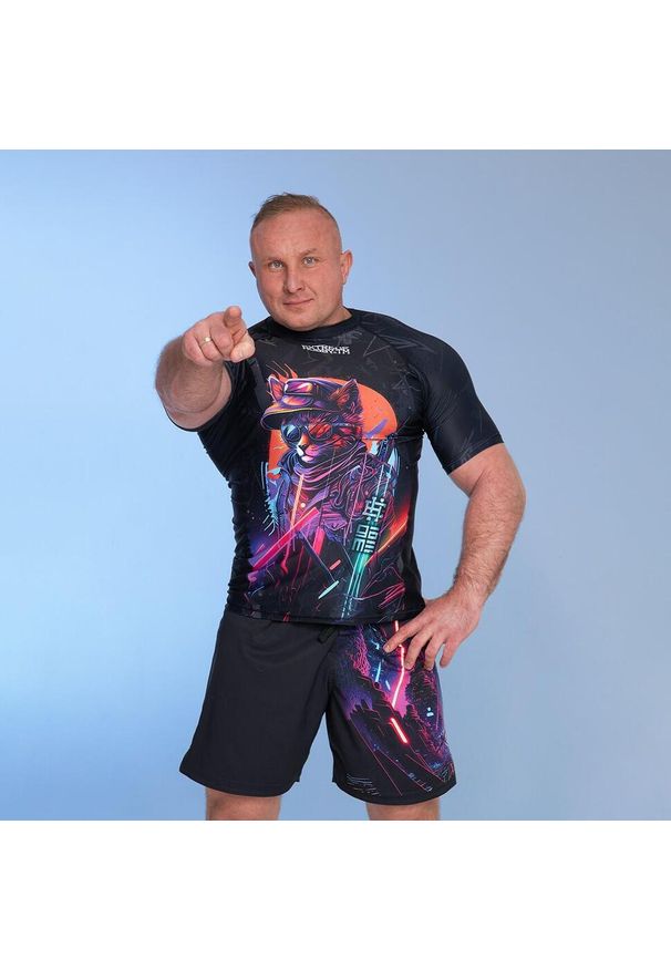 Spodenki Sportowe Męskie na trening i siłownię EXTREME HOBBY CYBER ANIMALS. Kolor: czarny. Materiał: poliester, elastan. Sport: fitness