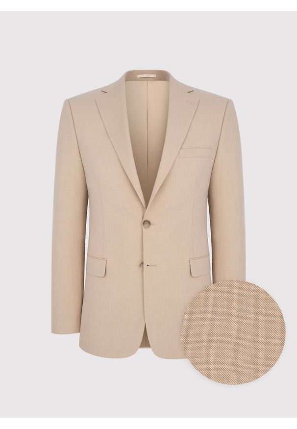 Pako Lorente - PAKO LORENTE – Beżowa marynarka garniturowa. Kolor: beżowy. Materiał: poliester, elastan, wiskoza. Wzór: gładki