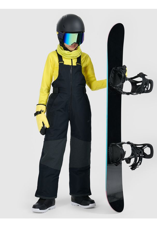 4f - 4F Spodnie snowboardowe membrana 10000 chłopięce - czarne 122 (6-7 lat). Kolor: czarny. Materiał: materiał, poliester. Sezon: lato. Sport: snowboard