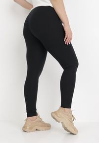 Born2be - Czarne Legginsy Demules. Kolekcja: plus size. Kolor: czarny. Materiał: bawełna. Wzór: jednolity, aplikacja. Styl: sportowy #4