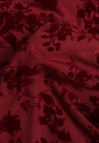 Born2be - Czerwona Siateczkowa Sukienka Koktajlowa VICES z Welurowym Wzorem w Kwiaty Azimene. Okazja: na ślub cywilny, na wesele, na imprezę. Kolor: czerwony. Materiał: welur. Długość rękawa: długi rękaw. Wzór: kwiaty. Styl: wizytowy #8