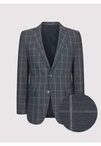 Pako Lorente - PAKO LORENTE – Casualowa szara marynarka w jasną kratę. Okazja: na co dzień. Kolor: szary, niebieski. Styl: casual