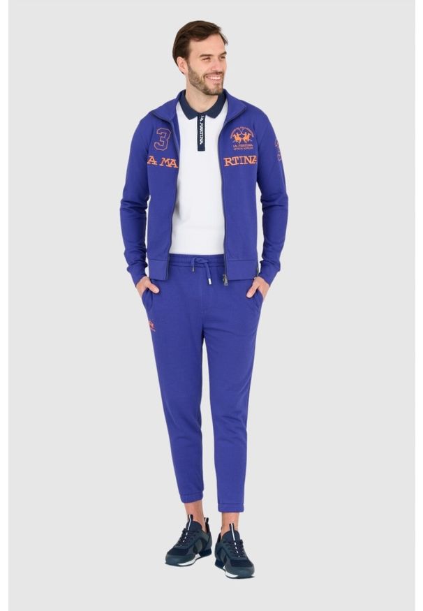 La Martina - LA MARTINA Fioletowa bluza męska na zamek, Rozmiar XL. Kolor: fioletowy