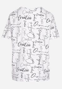 Born2be - Biały T-shirt Oversize z Bawełny Zdobiony Nadrukiem Sinelra. Okazja: na co dzień. Kolor: biały. Materiał: bawełna. Wzór: aplikacja, nadruk. Styl: klasyczny, elegancki, casual #5
