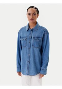 Tommy Jeans Koszula jeansowa DW0DW21073 Niebieski Relaxed Fit. Kolor: niebieski. Materiał: bawełna