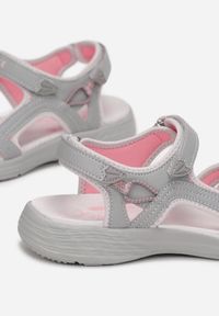 Renee - Szaro-Różowe Sandały w Sportowym Stylu ze Skórzaną Wkładką Acakaia. Zapięcie: rzepy. Kolor: szary. Materiał: skóra. Sezon: lato. Styl: sportowy #2