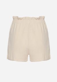 Born2be - Beżowe Szorty z Wysokim Stanem i Ozdobnym Sznurkiem Milnella. Okazja: na co dzień. Stan: podwyższony. Kolor: beżowy. Sezon: lato. Styl: elegancki, casual #3