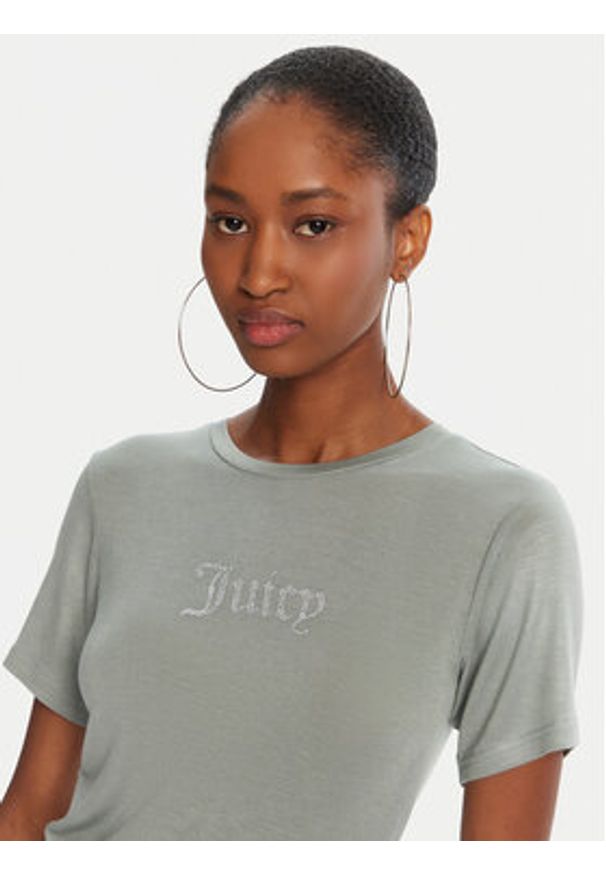 Juicy Couture T-Shirt Sheer JCWCT225301 Zielony Slim Fit. Kolor: zielony. Materiał: wiskoza