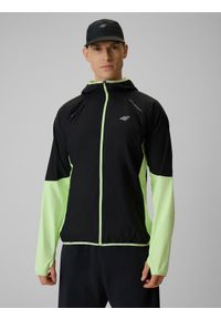 4f - 4F Bluza do biegania regular z kapturem męska - żółta S. Typ kołnierza: kaptur. Kolor: żółty. Materiał: materiał #1