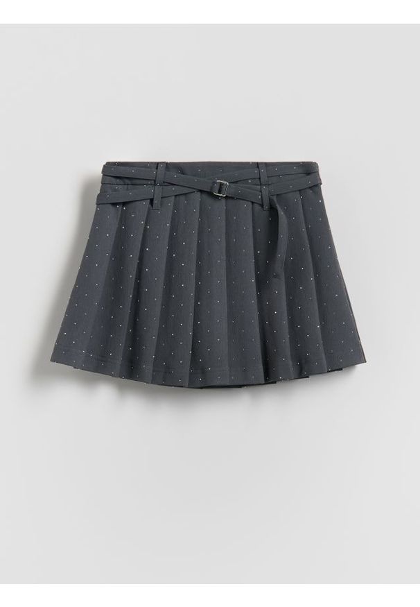 Reserved - Spódnico-szorty z dodatkiem wiskozy - ciemnoszary. Kolor: szary. Materiał: wiskoza. Wzór: gładki