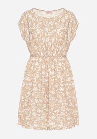 Born2be - Beżowa Sukienka z Bawełną i Kwiatowym Wzorem Lumianisse. Okazja: na co dzień. Kolor: beżowy. Materiał: bawełna. Długość rękawa: krótki rękaw. Wzór: kwiaty. Sezon: lato. Styl: casual, elegancki #5