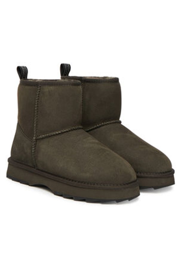 EMU Australia Śniegowce Sharky Mini W12434 Khaki. Kolor: brązowy. Materiał: skóra, zamsz