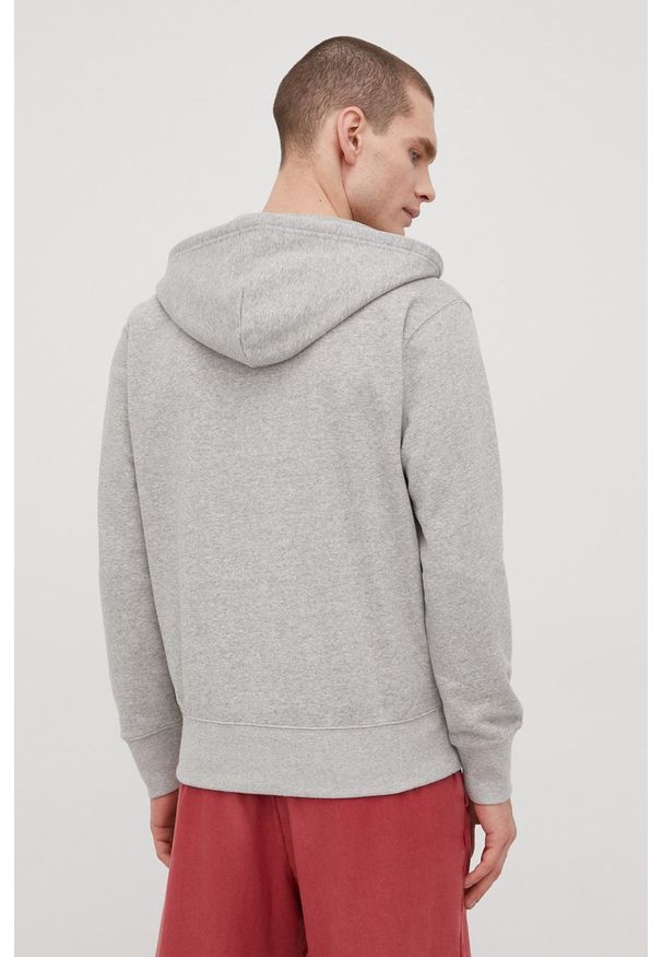 Champion bluza 217066 męska kolor szary z kapturem. Okazja: na co dzień. Typ kołnierza: kaptur. Kolor: szary. Materiał: bawełna. Wzór: aplikacja. Styl: casual