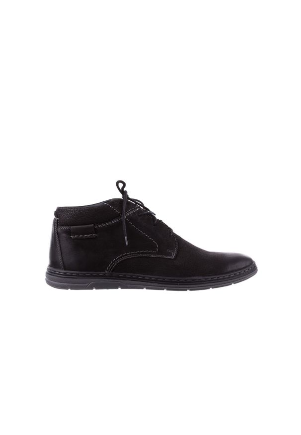 Trzewiki Bayla-081 826 Czarny, Skóra naturalna - 44. Okazja: na co dzień. Kolor: czarny. Materiał: nubuk. Szerokość cholewki: normalna. Wzór: aplikacja. Styl: casual, sportowy