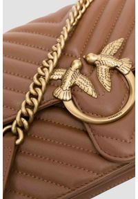 Pinko - PINKO Brązowa listonoszka damska Love One Classic. Kolor: brązowy. Styl: casual, elegancki #5
