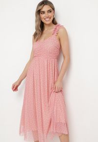 Born2be - Jasnoróżowa Rozkloszowana Sukienka z Tiulem na Cienkich Ramiączkach z Gumką w Talii Mleara. Okazja: na imprezę, na co dzień. Typ kołnierza: dekolt w serek. Kolor: różowy. Materiał: tiul. Długość rękawa: na ramiączkach. Sezon: lato. Styl: casual #4