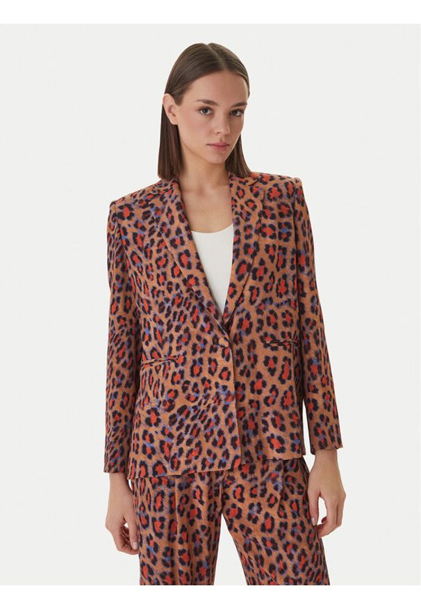 LOLA CASADEMUNT Marynarka MS2602005 Brązowy Straight Fit. Kolor: brązowy. Materiał: syntetyk