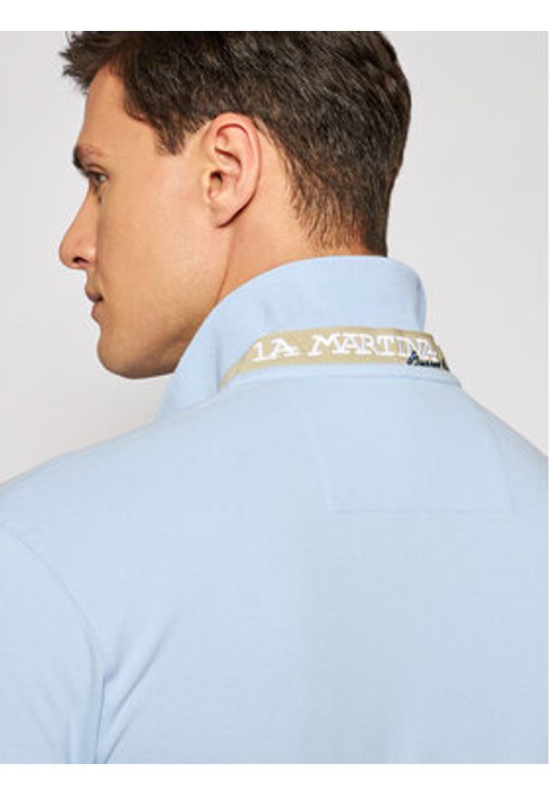 La Martina Polo Piquet CCMP02 PK001 Błękitny Slim Fit. Typ kołnierza: polo. Kolor: niebieski. Materiał: bawełna