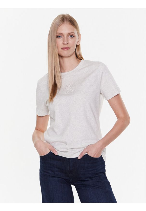 TOMMY HILFIGER - Tommy Hilfiger T-Shirt Applique WW0WW37184 Szary Regular Fit. Kolor: szary. Materiał: bawełna