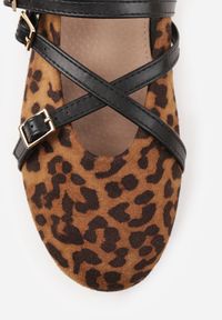 Born2be - Panterkowe Balerinki Vices w Stylu Mary Jane ze Skórzaną Wkładką Nalievre. Okazja: na co dzień, na randkę, na spotkanie biznesowe. Zapięcie: sprzączka. Materiał: skóra. Obcas: na płaskiej podeszwie. Styl: casual, biznesowy, elegancki #3