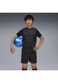 Puma - Młodzieżowa koszulka piłkarska individualCUP PUMA Black White Ultra Blue. Kolor: czarny, niebieski, wielokolorowy, biały. Sport: piłka nożna