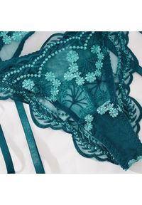 Intica - Komplet bielizny haftowanej z koronką regulowany Elfgund. Kolor: zielony. Materiał: koronka. Wzór: haft, koronka #8