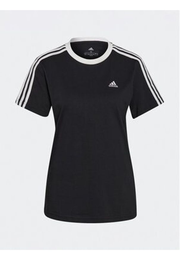 Adidas - adidas T-Shirt Essentials 3-Stripes GS1379 Czarny Loose Fit. Kolor: czarny. Materiał: bawełna