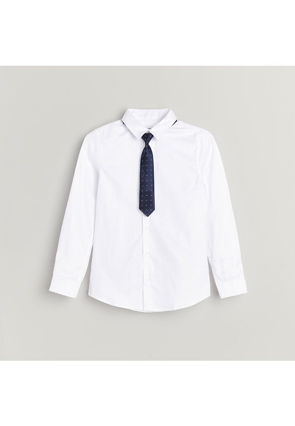 Reserved - Biała koszula z krawatem -. Kolor: biały