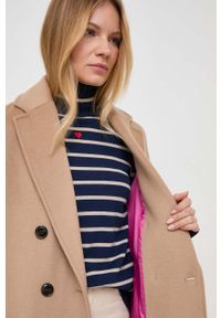 MAX&Co. płaszcz z domieszką wełny kolor brązowy przejściowy oversize. Kolor: brązowy. Materiał: wełna. Styl: klasyczny #5