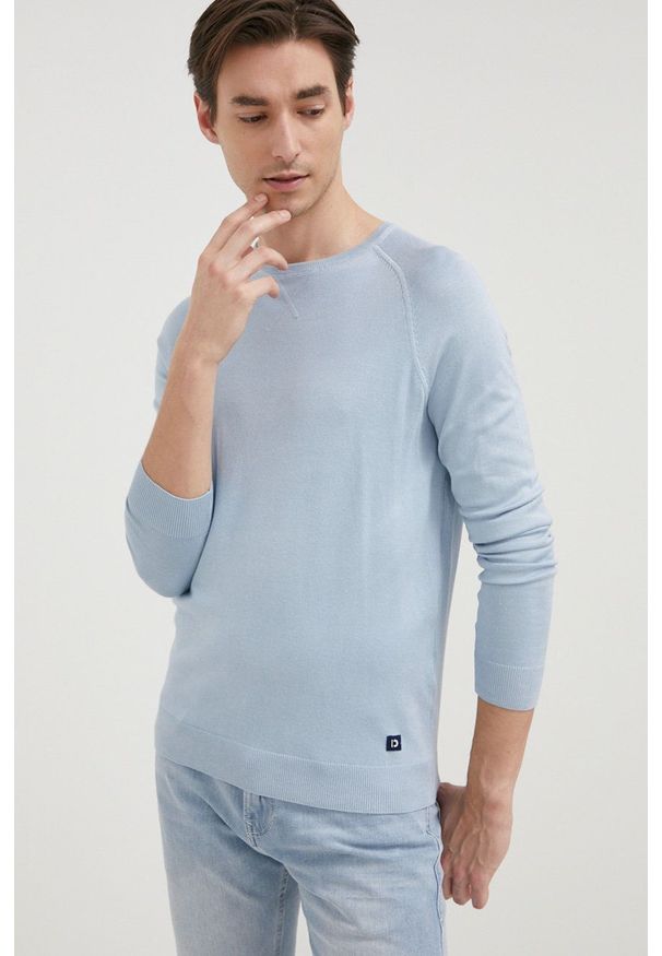 Tom Tailor sweter męski lekki. Okazja: na co dzień. Kolor: niebieski. Materiał: materiał, dzianina, wiskoza. Długość rękawa: długi rękaw. Długość: długie. Styl: casual