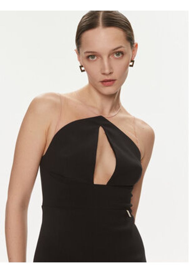 Elisabetta Franchi Sukienka koktajlowa AB-514-41E2-V300 Czarny Slim Fit. Kolor: czarny. Materiał: syntetyk. Styl: wizytowy
