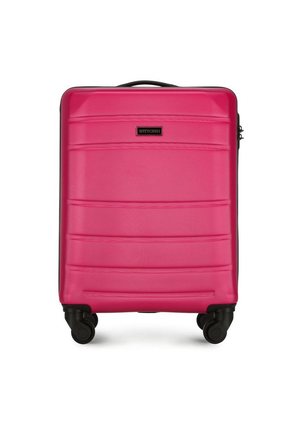 Wittchen - Walizka kabinowa z ABS-u żłobiona. Kolor: różowy. Materiał: guma. Styl: klasyczny