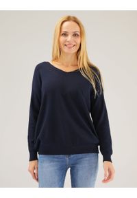 Unisono - GRANATOWY SWETER 137-8015 BLU. Kolor: niebieski. Materiał: elastan, wiskoza